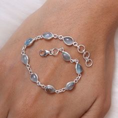 Sterling Silver Bracelets Handmade, Aquamarine Bracelet, Birthstone Bracelet, Aquamarine Jewelry, March Birthstone, Bracelet Gemstone, Birthstone Bracelets, Bridal Bracelet, Fancy Jewelry