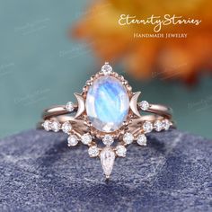 "Vintage Oval Cut Moonstone Engagement Ring Set Rose Gold Moon Engagement Ring Moonstone Bridal Set Milgrain Vine Wedding Band Celestial Ring ✧✧Jewelry detail✧✧ ✦Engagement Ring✦ ✦ Center stone: 6*8mm oval cut moonstone ✦ Side stones: 0.05ct Colorless Moissanite / Natural Diamond (H, SI) (select the accents type at the dropdown menu) ✦shank width: 1.5mm ✦ shank thickness at the bottom: 1.2mm ✦Wedding Band✦ ✦Side stones: About 0.26ct Colorless Moissanite / Natural Diamond (H, SI) (select the acce Opal Wedding Ring Set, Rose Gold Engagement Ring Set, Moonstone Engagement Ring Set, Opal Engagement Ring Set, Wedding Ring Sets Unique, Deco Rose, Pearl Engagement Ring, Opal Wedding Rings, Moonstone Engagement