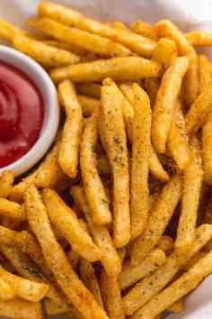 french fries with ketchup on the side