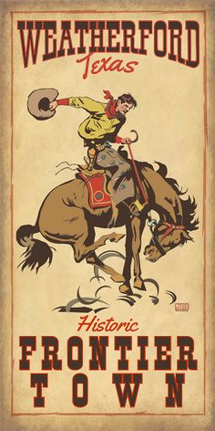 an old western poster with a cowboy riding a horse