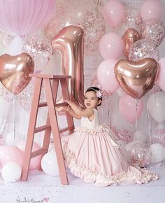 Birthday Deco, First Birthday Balloons, 1st Birthday Party For Girls, 1st Birthday Photoshoot, Girl Birthday Decorations, 1st Birthday Decorations, First Birthday Decorations