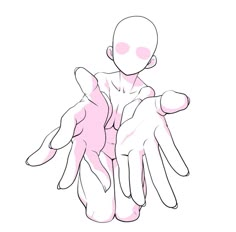 a drawing of two hands holding something pink