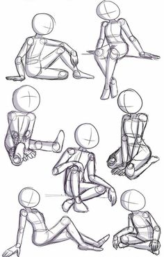 some sketches of people sitting on the ground with their legs spread out and feet crossed