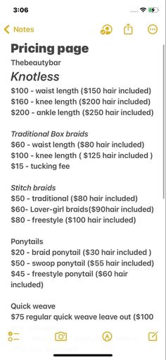 Hair Braider Price List Template, Braiding Policies, Braid Prices List, Braider Content Ideas, Username For Hairstylist