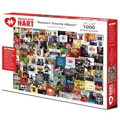 a jigsaw puzzle box with many pictures on it