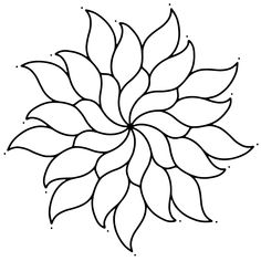 a black and white drawing of a flower with leaves on it's petals in the center