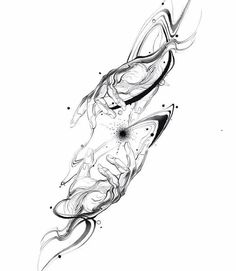 an abstract black and white tattoo design