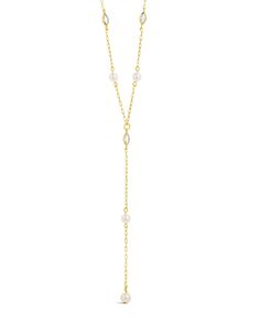 Tyra Lariat Necklace Necklace Sterling Forever Gold Adjustable Gold Lariat Necklace With Pearl Charm, Dainty Pearl Chain Lariat Necklace For Formal Occasions, Adjustable Gold Lariat Necklace With Pearl Pendant, Gold Adjustable Pearl Drop Backdrop Necklace, Gold Lariat Backdrop Necklace With Pearl Drop, Adjustable Gold Backdrop Necklace With Pearl Drop, Gold Adjustable Backdrop Necklace With Pearl Drop, Gold Dainty Lariat Necklace With Pearl Pendant, Dainty Gold Lariat Necklace With Pearl Pendant