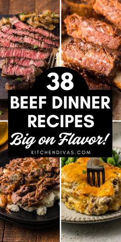 beef dinner recipes that are easy to make and delicious for the whole family, including steaks