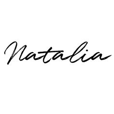 the word natalie written in cursive writing on a white background with black ink