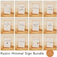 the rustic minimal sign bundle includes eight photos