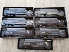 six different types of knives in a box