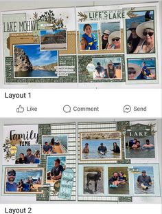 Kayak Scrapbook Layouts, Ctmh Enjoy The Ride Layouts, Ctmh Lake Life, Ctmh Change Of Scenery, Bella Blvd Lake Life Layouts, Lake Life, Travel Scrapbook