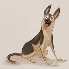 a drawing of a dog sitting on the ground with its tongue out and eyes wide open