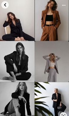 four different photos of women in black and white, with one woman sitting on the floor