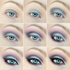 Brown Eye Makeup Tutorial, Wedding Makeup Blue, Pale Skin Hair Color, Pale Skin Makeup, Pale Makeup, Silver Makeup, Awesome Makeup, Makeup Pictorial, Makeup Steps