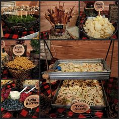 a collage of pictures showing various foods and snacks on display in different stages of creation