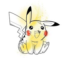 a drawing of a pikachu holding a knife