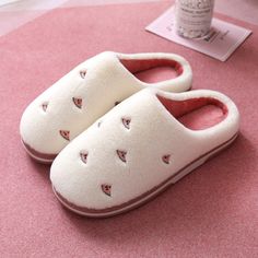 Pamper your feet with our Embroidered Fruit Plush Indoor House Slippers! These slippers feature adorable embroidered fruit designs, making them both stylish and comfortable. Keep your feet cozy and add a touch of fun to your indoor loungewear. Your feet will thank you! White Casual Slippers, Casual White Home Slippers, Casual White Slippers For Home, Comfortable Casual Slippers For Home, Casual Non-slip Slippers, Casual Non-slip Slippers For Home, Casual Round Toe Slippers For Loungewear, Ladies Slides, Bedroom Slippers