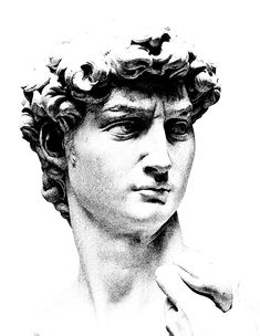 a black and white photo of a bust of a man with flowers on his head