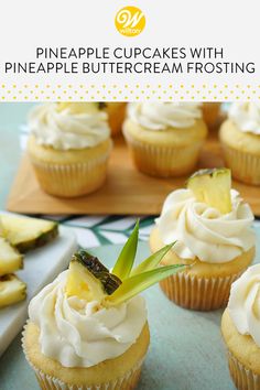 pineapple cupcakes with pineapple buttercream frosting