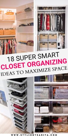 18 PRACTICAL AND CUTE CLOSET ORGANIZATION IDEAS - Stylin by Sarita Closet Ideas For Purses, Small Closet Clothes Storage, Spare Room Closet Organization, Lower Closet Storage, Bra Storage In Closet, Organize Folded Clothes In Closet, Pant Closet Organization, Organizing Shirts In Closet, Drawers For Closet Small Spaces