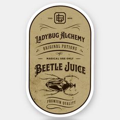 the label for ladybug alchemy's beetle juice