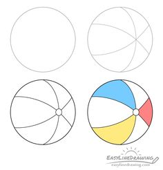 an easy drawing lesson for kids to learn how to draw a beach ball with simple lines