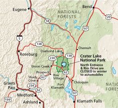 a map of crater lake national park