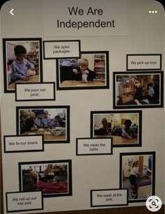 a bulletin board with pictures and words on it that say, we are independents