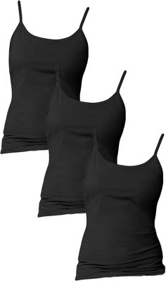 PRICES MAY VARY. Set of 3 Cami with built-in shelf bra provides light support and coverage. Super-soft cotton-rich fabric moves with you for all-day ease. Tag-free for itch-free comfort. Skinny camisole straps adjust discreetly in back. Say goodbye to unsightly bra straps. Rich Fabric, Bra Straps, Shelf Bra, Cami Tanks, Bra Set, Bra Tops, Stretch Cotton, Cotton Tshirt, Top Styles