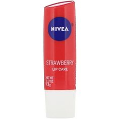 NIVEA Strawberry Lip Care is a moisturizing lip balm enriched with Shea Butter for soft, healthy looking lips and Strawberry Extract for a touch of color! Size: 1 Pack.  Color: Pink. Nivea Lip Balm, Beeswax Lip Balm, Organic Lip Balm, Gloss Labial, Moisturizing Lip Balm, Skin Care Remedies, Soft Lips, Lip Moisturizer, Propylene Glycol