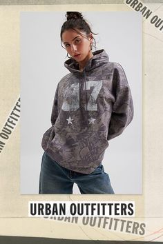 Hoodie sweatshirt in an overzised, relaxed fit in an all-over camo print. Designed with a crew neckline with hoodie & string details, a distressed 97 graphic across the front and topped with a kanga front pocket. Only at Urban Outfitters. Features Camo graphic hoodie sweatshirt Oversized hoodie sweatshirt All-over camo printed knit Crew neckline with hood & string details, drop shoulders and balloon sleeves Distressed 97 graphic across the chest Front kanga pocket Relaxed, oversized fit Regular length Easy pull-over style UO exclusive Content + Care 50% Cotton, 50% polyester Machine wash Imported Size + Fit Model in Camo is 5’9.5" and wearing size S/M Measurements taken from size S/M Chest: 46" Length: 27" | Camo Graphic Hoodie Sweatshirt in Camo, Women's at Urban Outfitters Urban Outfitters Men, Camouflage Outfits, Camo Sweatshirt, Camo Outfits, Sweatshirt Oversized, Camo Hoodie, Fall Hoodies, Trendy Fall Outfits, Graphic Tees Vintage