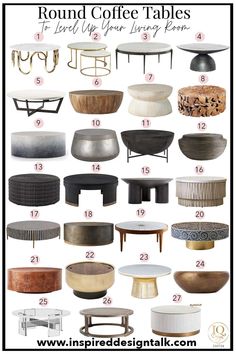 round coffee tables with different styles and sizes