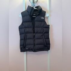 Color: Black Condition: Perfect - Worn On Very Few Occasions Brown North Face Vest, Vest Northface, Black The North Face Outerwear With Pockets, Black Northface Vest, The North Face Vest, North Face Vest, The North Face Windproof Long-sleeve Outerwear, The North Face Jackets, North Face Jackets