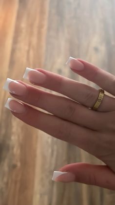 #nailsofinstagram #nails #perfect #frenchnails #frenchtipnails #nailart Nail Ideas With Initial Square, Nail With The Initial A, French Tip Nail Inspo With Design, Classic Low French Tips, Long Square French Nails, Squared French Tips, White Coffin French Tip, French Tips Long Square, Plain French Tip Nails