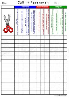 a printable worksheet with scissors and the words cuttin'assent