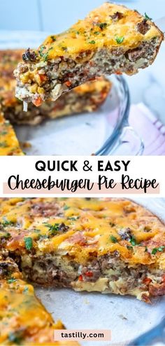 an easy quiche recipe with cheeseburger pie in the middle