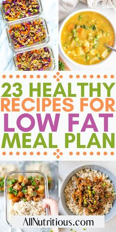 Having more nutritious healthy recipes to help you meet your lifestyle goals can be super easy with these healthy low fat meals. These easy low fat recipes are great to help you eat healthier and avoid unhealthy takeout. Healthy Low Fat Meals, Low Fat Meal Prep, Low Fat Meals, Low Fat Diet Recipes, Low Fat Dinner Recipes, Healthy Low Fat Recipes, Low Salt Diet, Best Diet Foods