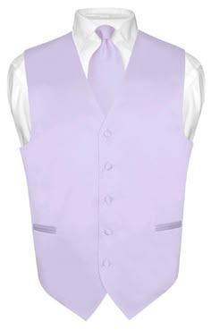 a purple vest and tie on a white shirt