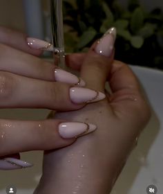 French Manicure On Round Nails, Almond Old Money Nails, Almond January Nails, Medium Stilleto Nail Design, Classy Baddie Nails Almond, Wedding Guest Nails Ideas Almond, Bridal Shower Nail Ideas, Nude Nail Designs Classy, Almond Nails Birthday