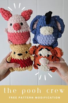 the pooh crew crochet pattern is featured in this book, with three different colors