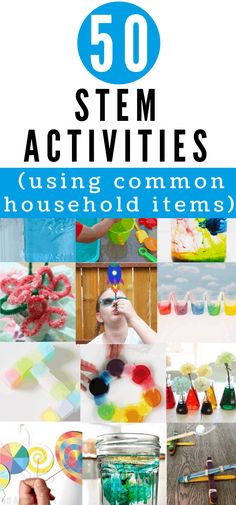 These fun STEM activities use only common household items that you probably already have laying around the house. These fun, educational activities will not only keep your kids happy and busy, but they will also help them continue to actively learning while they create, solve problems, and play. STEAM activities. STEM ideas. Boredom busters for kids. science experiments for kids.