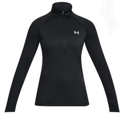 Nwt Under Armour Women's Tech 1/2 Zip Long Sleeve Pullover "Heat Gear" Black Long Sleeve Gym Tops, Pullover Half Zip, Half Zip Top, Sport Outfit Woman, Training Tops, Half Zip Pullover, Under Armour Women, Solid Tops, Under Armor