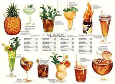 an illustrated guide to different types of cocktails from the 1950's and 1960s's