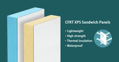 an image of a white and blue panel with text describing the different types of sandwitch panels