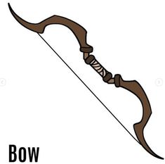 a bow with an arrow on it and the word bow written in white letters below