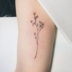 tatuagem de flores Wildflowers Tattoo, Delicate Flower Tattoo, Simple Flower Tattoo, Petit Tattoo, Beautiful Flower Tattoos, Small Flower Tattoos, Cat Tattoos, Disney Tattoo, Tiny Tattoo