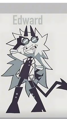 an image of a cartoon character with glasses and a drink in his hand that says edward