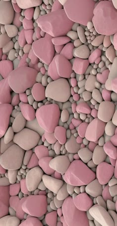 many pink and white hearts are arranged in the shape of rocks, as if they were floating on water